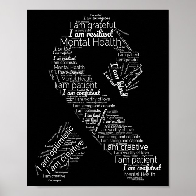 Grönt för ökad medvetenhet om psykisk hälsa poster (Framsidan)