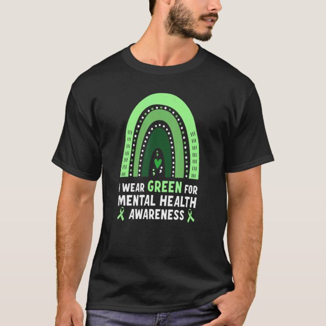 Grönt för ökad medvetenhet om psykisk hälsa t shirt (Framsida)