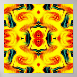 Grönt för Orange av färgad Gult Swirls Abstrakt Poster