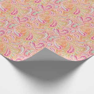 Grönt för Paisley pastellfärgad rosa persikaAqu Presentpapper