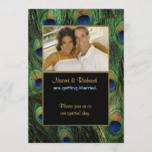 Grönt för peacock Feather - inbjudan till fotobröl