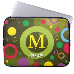 Grönt för Personlig av  Circles Scripture Monogram Laptop Fodral