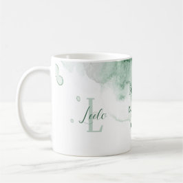 Grönt för personlig-bekräftelse Vattenfärg Kaffemugg