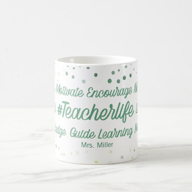 Grönt för personlig inspirerande lärare kaffemugg (Center)