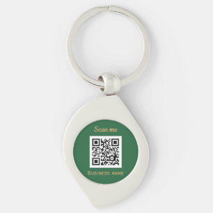 Grönt för Professionell av QR-Logotyp - Swirl Silverfärgad Nyckelring