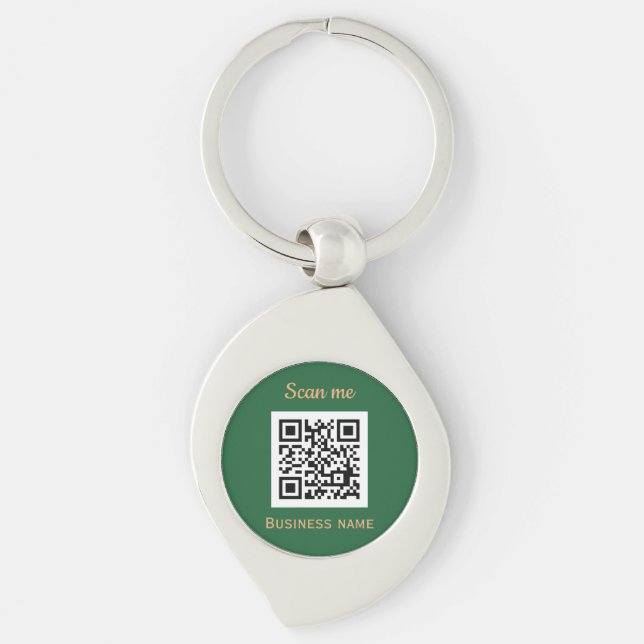Grönt för Professionell av QR-Logotyp -  Swirl Silverfärgad Nyckelring (Framsidan)
