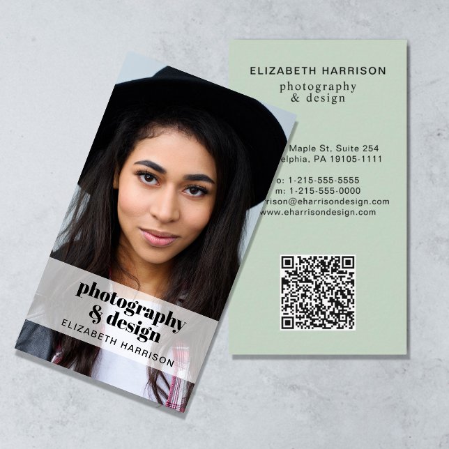 Grönt för professionell Photo QR-kodsökning Visitkort (Skapare uppladdad)