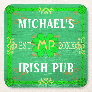 Grönt för Pub för anpassadehempub irländsk Underlägg Papper Kvadrat