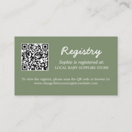 Grönt för QR-kodsökning för babyvisningsregister Tilläggskort