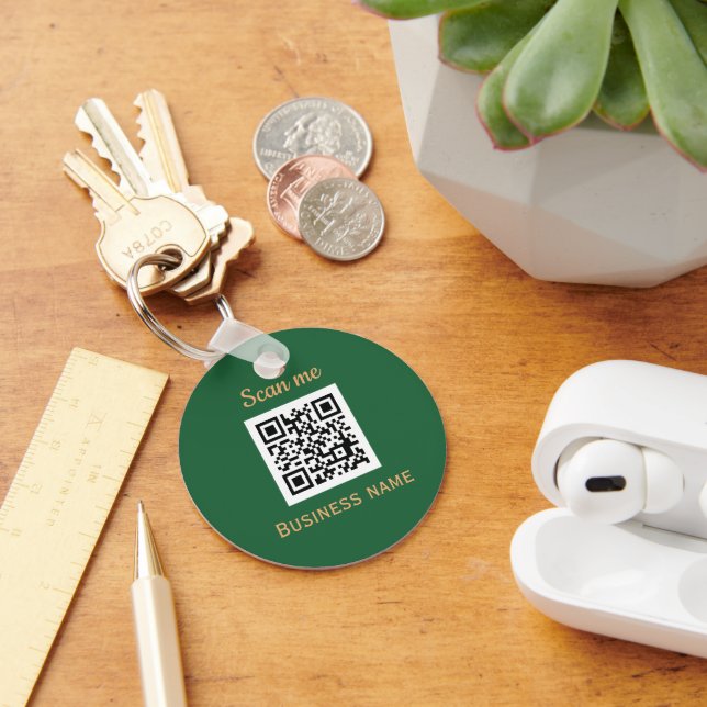 Grönt för QR-Logotyp - Professionell Guld Nyckelring (Skrivbord)