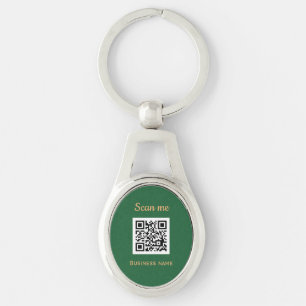Grönt för QR-Logotyp - Professionell Guld Ovalt Silverfärgad Nyckelring