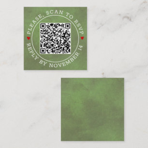 Grönt för QR OSA nedfläckad, hjärta bröllop Enclos Tilläggskort