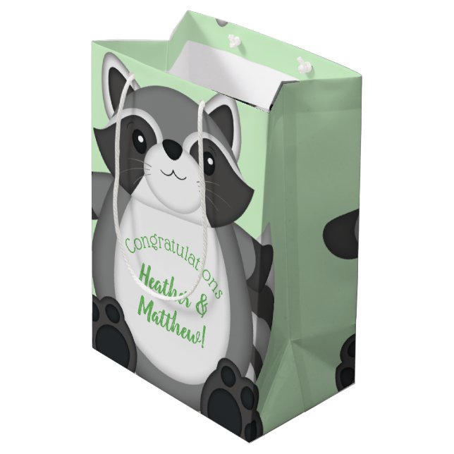 Grönt för Raccoon Baby Shower (Baksidan Vinklad)