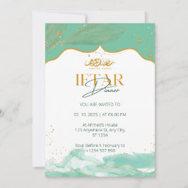 Grönt för ramadan-vattenfärg på Iftar-middagen Inbjudningar