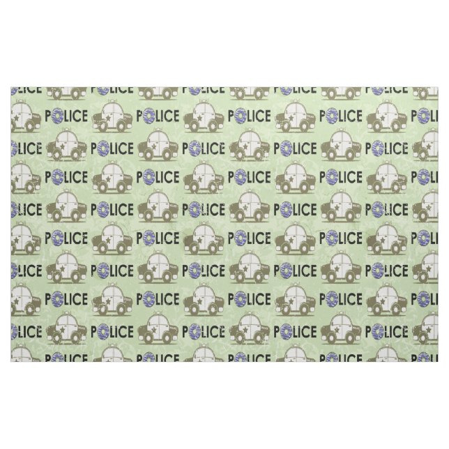 Grönt för Retro Police Car Donuts Tyg (Fat Quarter)