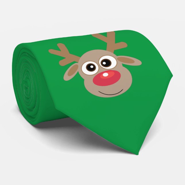 Grönt för Roligt av  för Cute Tecknad Reindeer Slips (Rullad)