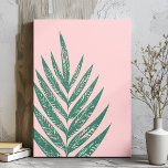 Grönt för Rosa av botaniska naturtyper vid tropisk Canvastryck<br><div class="desc">En modern,  minimalistisk rosa och grönt botanisk karaktär illustrerar en söt handflatan-frond.</div>