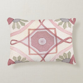 Grönt för rosa av färglös vattenfärg mönster prydnadskudde