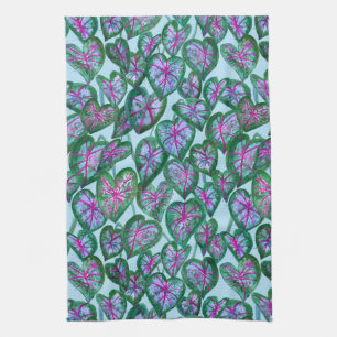 Grönt för Rosa av färglösa Löv Kökshandduk