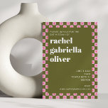 Grönt för Rosa av kontrollpanel för Retro Blommigt Inbjudningar<br><div class="desc">Bat mitzvah inbjudan till Rosa och Grönt i kontrollpaneler för Retro Blommigt</div>