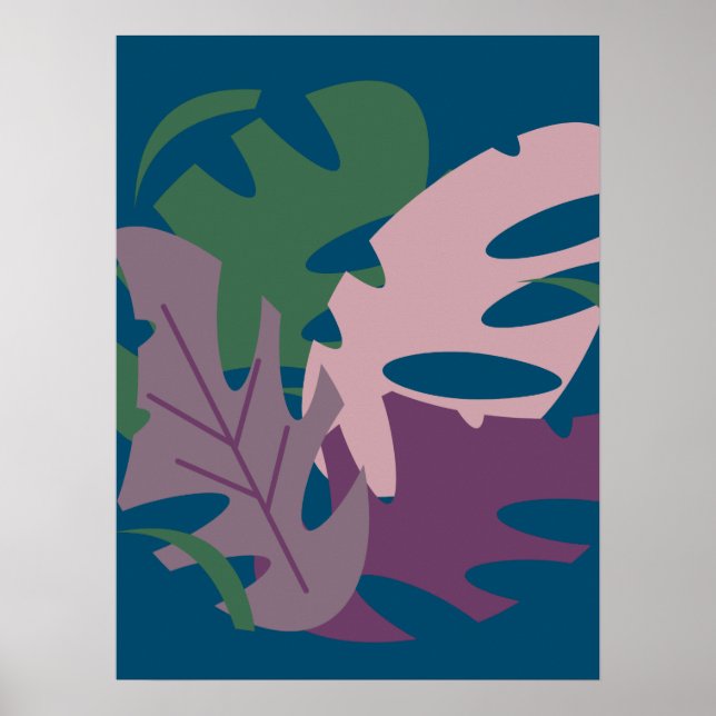Grönt för Rosa av Löv vid Lila av  vid kolmonstera Poster (Framsidan)