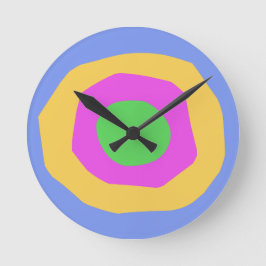 Grönt för Rosa i Cute Vibrant Modern Design Gult Rund Klocka
