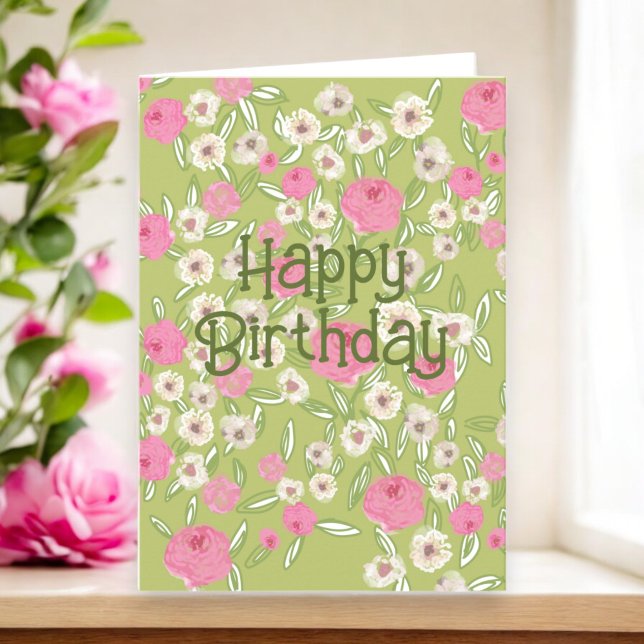Grönt för Rosa i Grattis på födelsedagen under spe Kort (Happy Birthday. Add your custom message and age inside for someone's special birthday.)