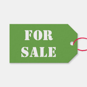 Grönt FOR SALE White Typography Prated Presentetikett