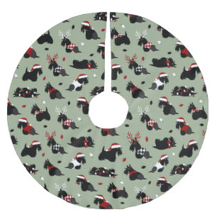 Grönt för Scottish Terrier Julgransmatta Borstad Polyester