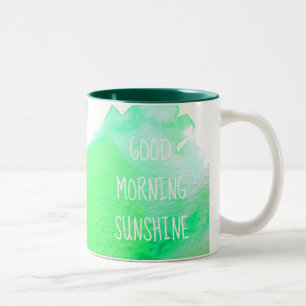 grönt för solljkaffe på bra morgon Två-Tonad mugg
