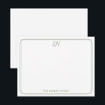 Grönt för Söt Family Stationery i skriptmonogram Anteckningskort<br><div class="desc">Den här designen har en tunn dubbla gräns med utrymme för ett monogram för söt av skript överst och namn/text vid grund. Klicka på knappen Anpassa om du vill justera inslagen och/eller ändra texten ytterligare! Det finns variationer i denna utformning, ytterligare färg och samordnade produkter i vår butik, zazzle.com/store/doodlelulu. Kontakta...</div>