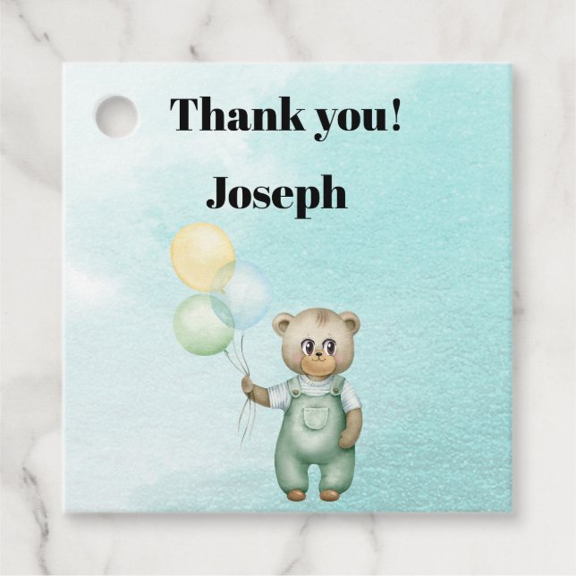 grönt för söt nalle gåvor etiketter (Framsida)