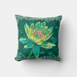 Grönt för Square Pillow Vatten Lily Design Kudde
