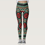 Grönt för svart för nordiskt blom- tröjamönster leggings<br><div class="desc">Klä upp din vintergarderob med dessa roliga högkvalitativa damasker som presenterar en röd blommönsteruppsättning mot en röd bakgrund.  Perfekt för helgdagar eller de dagliga de vinteraktiviteterna och genomkörarna.</div>