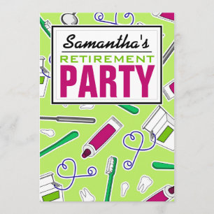 Grönt för tandhygienist-/tandläkarepensionparty inbjudningar