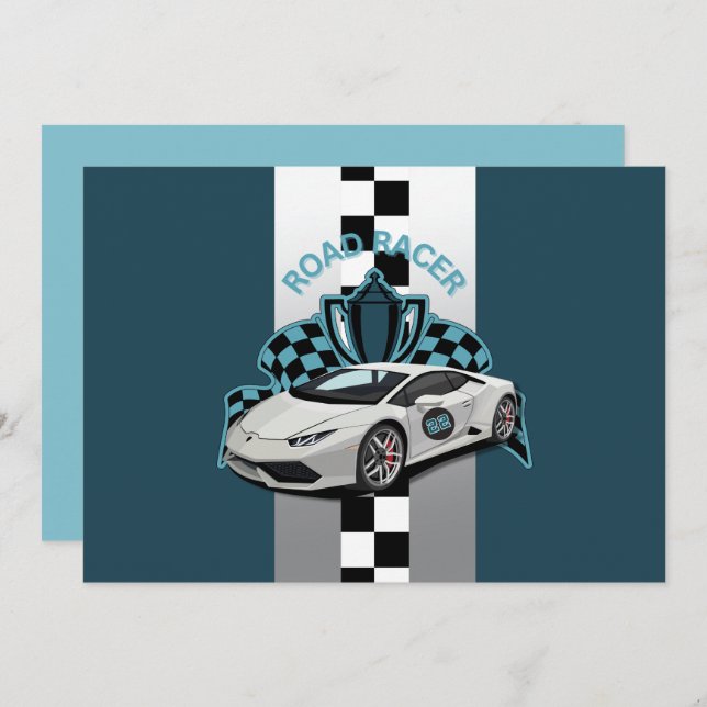 grönt för tävla, svartvitt inbjudningar (Fram/baksida)