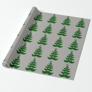 Grönt för Topper för man för mustaschjulgransk Presentpapper