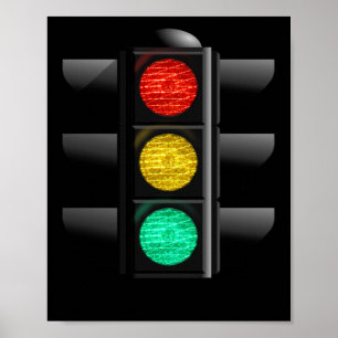Grönt för trafikljus Röd Gult Poster