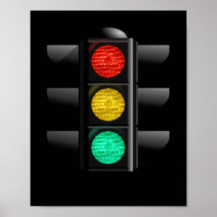 Grönt för trafikljus Röd Gult Poster