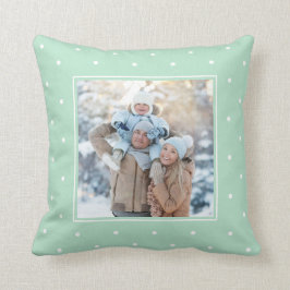 Grönt för trendig Mint och Polka dots med fotot Kudde
