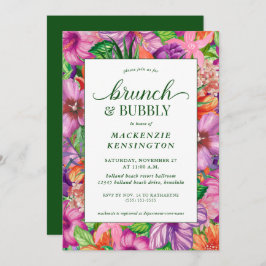 Grönt för tropisk Blommigt Brunch BubLY Shower Inbjudningar