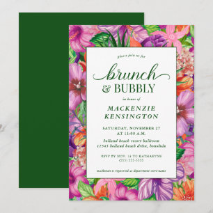 Grönt för tropisk Blommigt Brunch BubLY Shower Inbjudningar