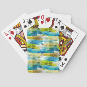 Grönt för vattenfärg, abstrakt, blått casinokort