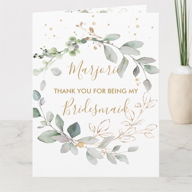 Grönt för vattenfärg och guld löv Tack (Framsida)