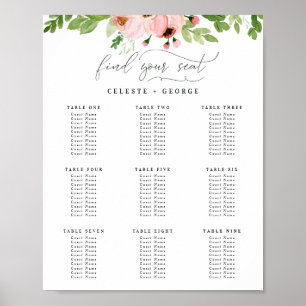 Grönt för vattenfärg och sätesplan för rosa blommi poster