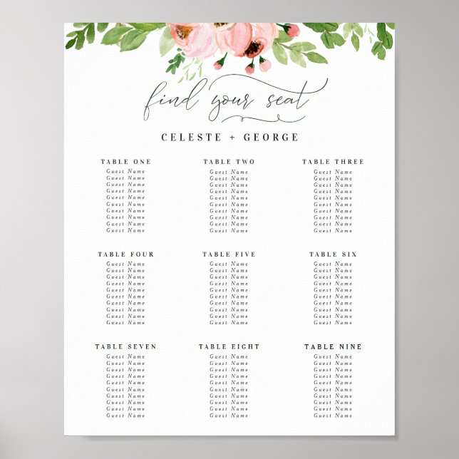 Grönt för vattenfärg och sätesplan för rosa blommi poster (Framsidan)