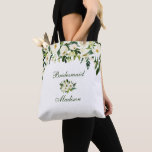 Grönt för vattenfärg och vit Blommigt Bridesmaid Tygkasse<br><div class="desc">Grönt för vattenfärg och vit Blommigt Bridesmaid Tote Bag</div>