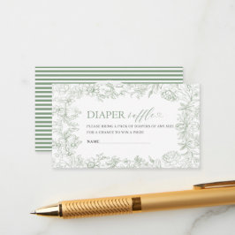 Grönt för vattenfärgelegant blommigt  chinoiserie  tilläggskort