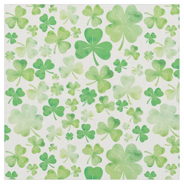 Grönt för vattenfärgen Shamrock Design för St. Pat Tyg (Närbild)