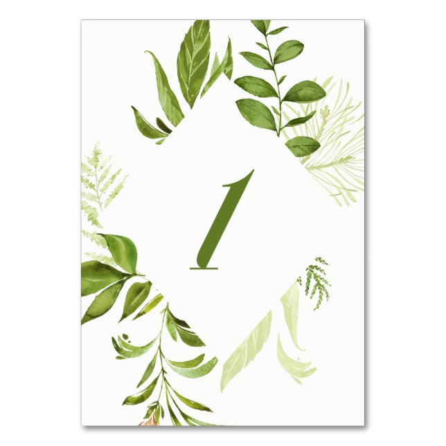 Grönt för vattenfärgen Vild Bordsnummer 1-kort (Framsidan)
